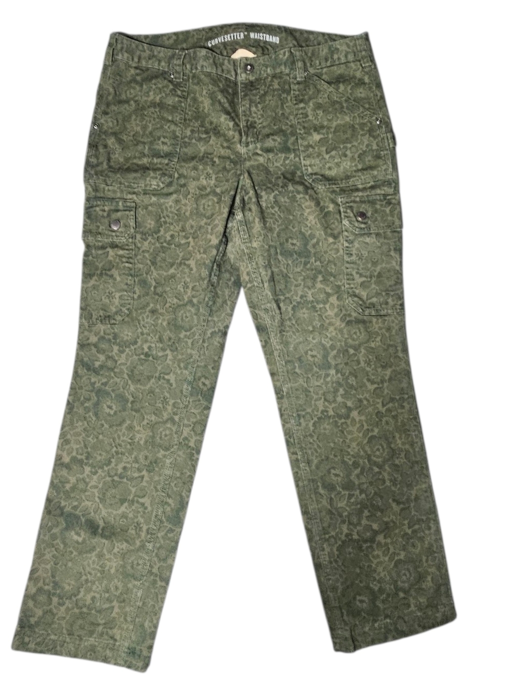 Duluth Trading Co Fkex Fire Hose Olive Floral Camo Cargo Pants 14x29, 8 Pockets!